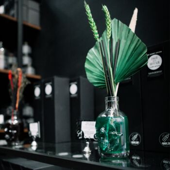 Floral Green Dried Reed Diffuser With Skull Bottle, 5 of 6