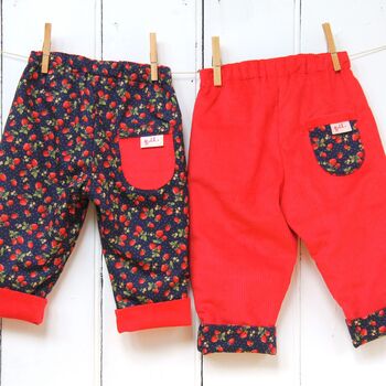 Red Cord Strawberry Reversible Trousers, 4 of 6