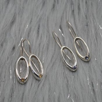 Citrine Or Iolite Silver Earrings: Oval Gemstone Drop, 2 of 6