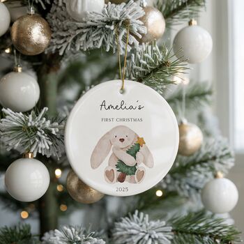 Personalised Baby’s First Christmas Bunny Bauble, 2 of 6