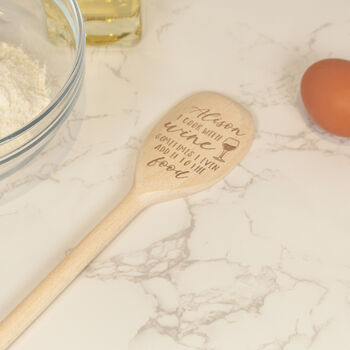 Personalised I Cook With Wine Wooden Baking Spoon, 2 of 2