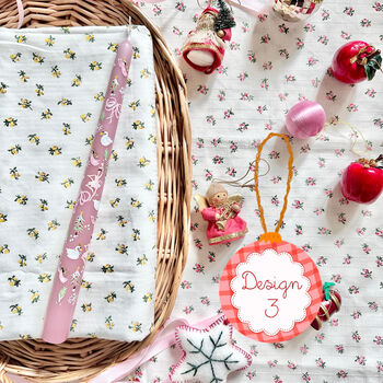 Hand Painted Pink Christmas Taper Candle Gift, 4 of 6