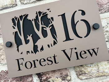 Personalised Deer In Forest House Acrylic Number Sign, 2 of 7