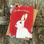 White Hare Christmas Card Blank Inside, thumbnail 2 of 2