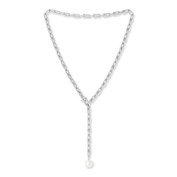 Decus Freshwater Pearl Drop On Chunky White Gold Fill Chain, 2 of 4