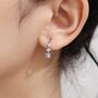 Sterling Silver Hydangea Flower Motif Hoop Earrings, thumbnail 5 of 12