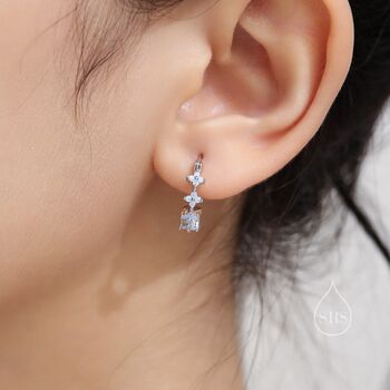 Sterling Silver Hydangea Flower Motif Hoop Earrings, 5 of 12
