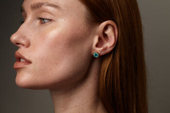 Ear Studs With Pink Flowers In White Lacquer, 3 of 10