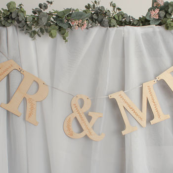Mr And Mrs Bunting In Wooden Letters For Wedding, 6 of 6