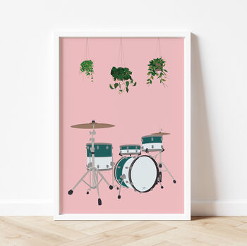 Drum Kit Houseplant Print | Music Studio Poster, 7 of 12