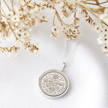 Sixpence 70th 1954 Birthday Coin Necklace, 3 of 12