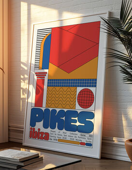 Pikes Ibiza Club Print | Poster | Wall Art | Geometric | Dj | Clubbing | Patterned | Bauhaus | Print | House Music, 3 of 9