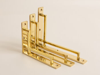 Polished Brass Art Deco Solid Brass Brackets, 4 of 8