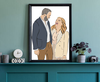 Custom Family Portrait Line Art Colour Block Gift, 3 of 9