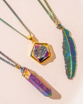 Rainbow Pentalpha Quartz Crystal Necklace, 2 of 3