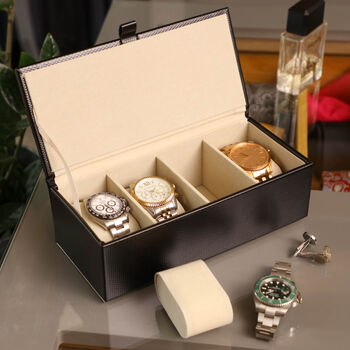 Dad's Personalised Black Honeycomb Watch Box, 3 of 10