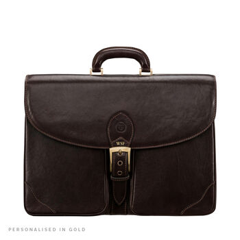 Personalised Men's Large Leather Briefcase 'Tomacelli2', 3 of 10