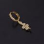 Gold Hoop Huggie With Dangling Charms, thumbnail 4 of 6