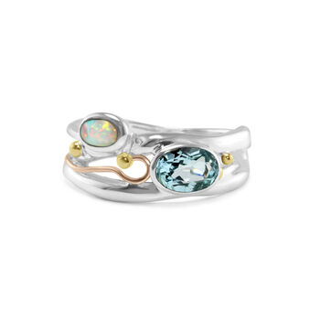 Blue Topaz And Opal Gemstone Ring, 6 of 8