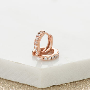 Sparkling Rose Gold Plated Single Cartilage Hoop Earring, 7mm, 3 of 5