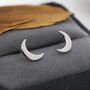 Crescent Moon Stud Earrings In Sterling Silver, thumbnail 1 of 12