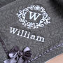 Personalised Grey Cable Blanket With Monogram, thumbnail 2 of 7