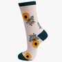 Women's Bumble Bee And Sunflower Bamboo Socks, thumbnail 1 of 2