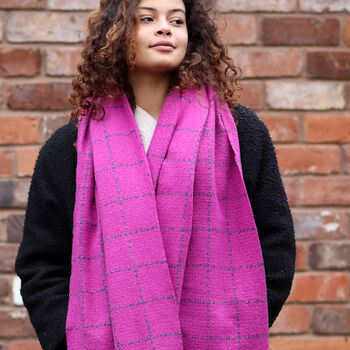 Pink Super Soft Check Scarf, 3 of 3