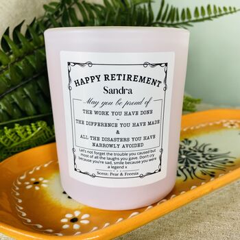 Personalised Fun Happy Retirement Candle Gift, 2 of 11