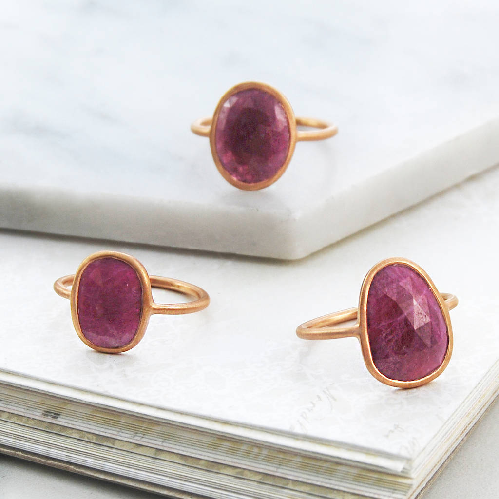 Irregular Geometric Rose Gold Ruby Rings By Embers | notonthehighstreet.com