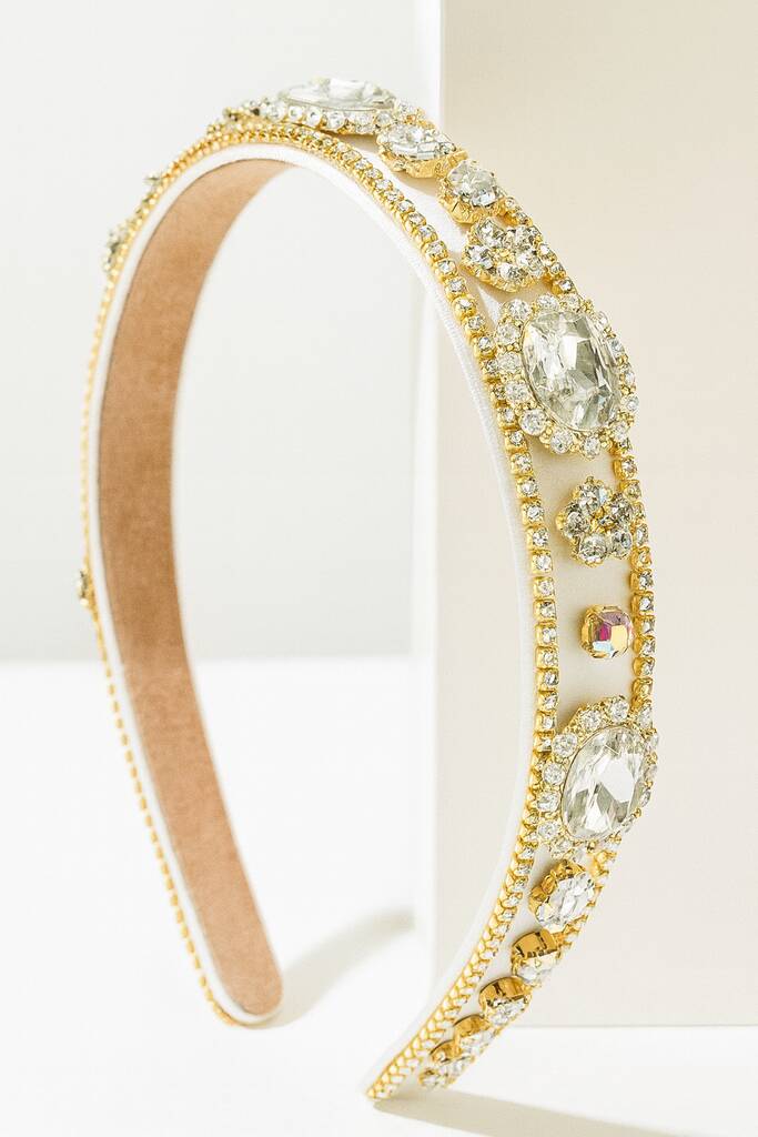 Hope ~ Gold + Ivory Headband Comes With A Pink Satin Drawstring Bag // Ages Three To Adult, 1 of 5