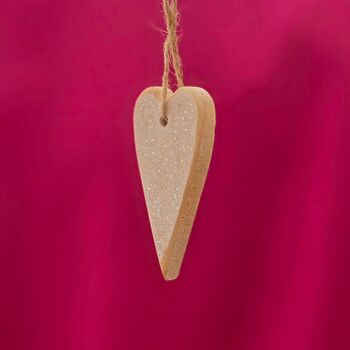 Glittered Wooden Heart Hanging Decoration, 2 of 2