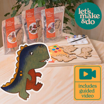 Paint Your Own Wooden Dinosaurs Diy Craft Kit For Kids, 2 of 9