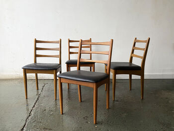 Set Four Mid Century Dining Chairs By Schreiber, 3 of 8