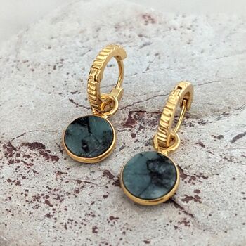 Circle Emerald May Birthstone Earrings, Gold, 4 of 6