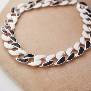 Black And White Enamel Curb Chain Link Necklace, 6 of 6