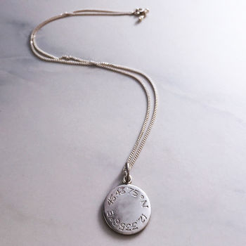 Latitude And Longitude Necklace In Sterling Silver, 4 of 4