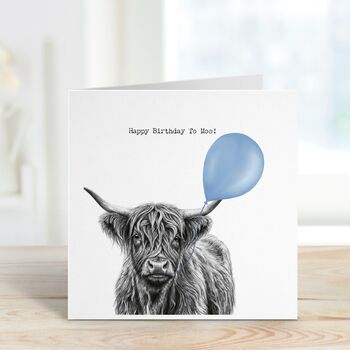Highland Coo Birthday Card, 3 of 6