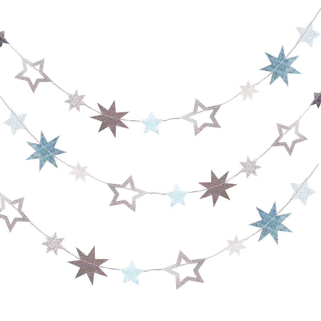 Irisdescent Star Shaped Hanging Garland Decoration 5m By Ginger Ray