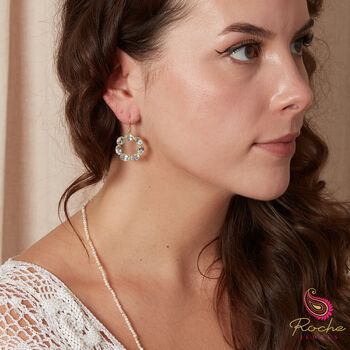 Blue Topaz Circle Hook Earrings 18 K Gold Plated Silver, 3 of 9