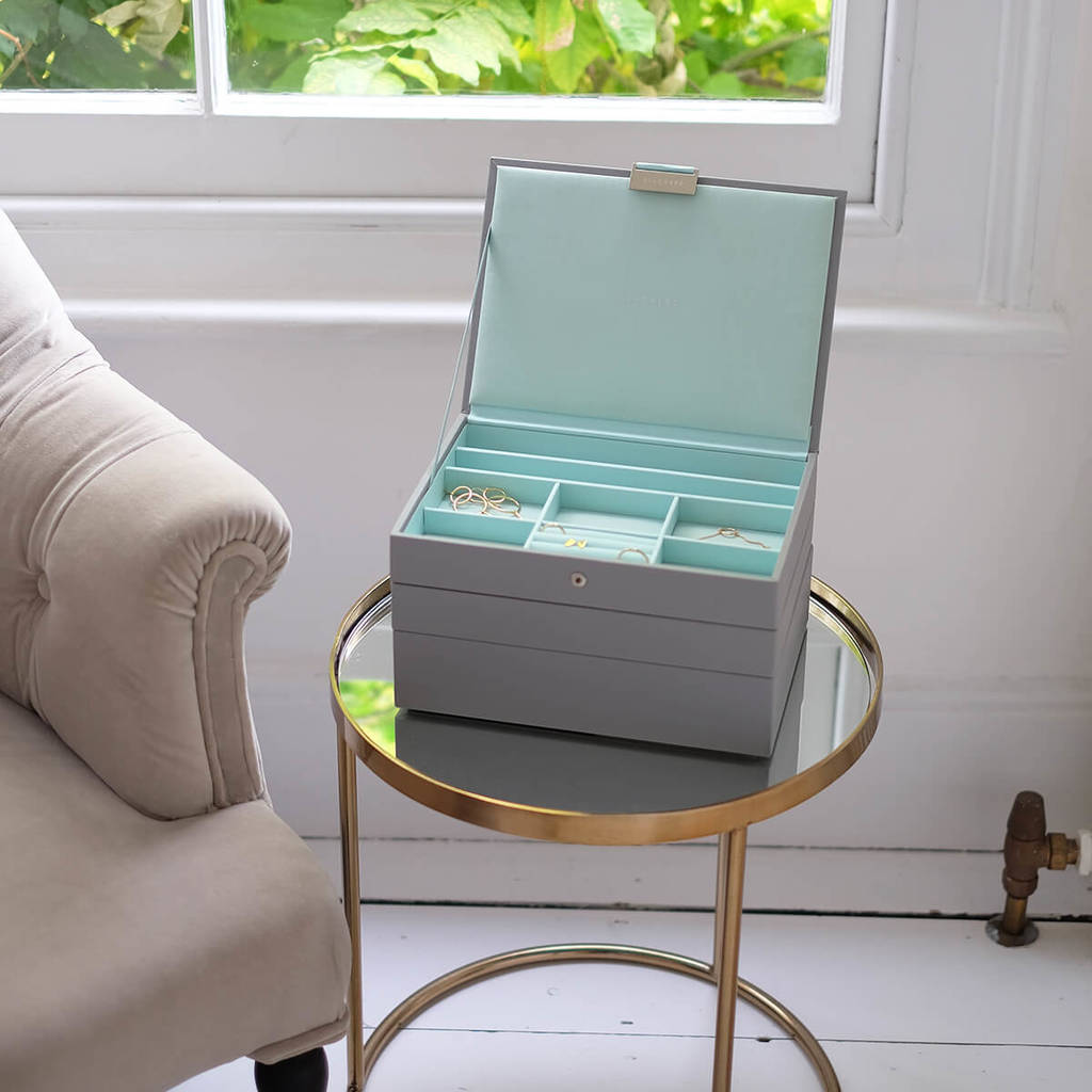 Dove Grey With Mint Classic Jewellery Box, 1 of 8