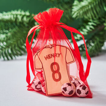 Personalised Football Shirt And Chocolates Place Setting, 3 of 4