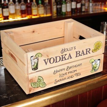 Personalised Vodka Bar Treat Hamper Gift Crate, 2 of 5