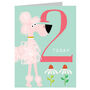 Mini Pink Poodle 2nd Birthday Card, thumbnail 2 of 4