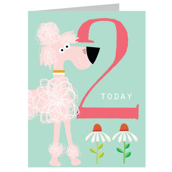 Mini Pink Poodle 2nd Birthday Card, 2 of 4