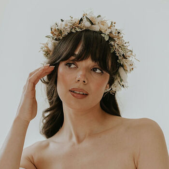 Olive Dried Flower Crown Wedding Headband, 2 of 2