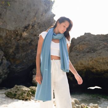 Pure Cashmere Ribbed Scarf Stole Gift Boxed, 2 of 11