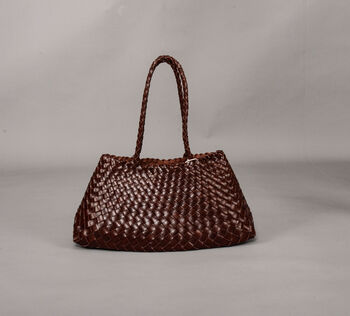 Woven Leather Shoulder Beach Bag, 5 of 12