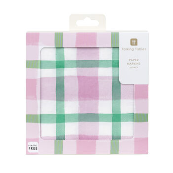 Lilac And Green Gingham Paper Napkins X 20, 2 of 3