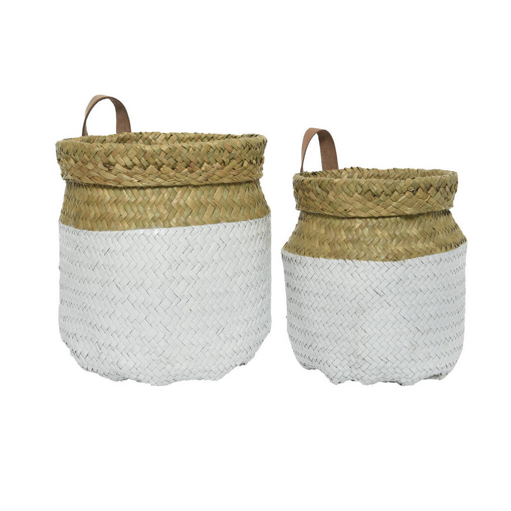 Seagrass Storage Basket With Leather Handle By Ella James
